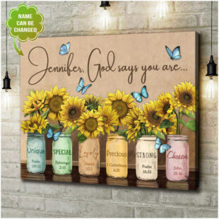 Personalized Canvas Wall Art Home Decor Sunflower Art God Says You Are CA225