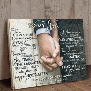 Canvas Wall Art Home Decor Wedding Anniversary Gift - To My Wife - Bride and Groom Holding CA259