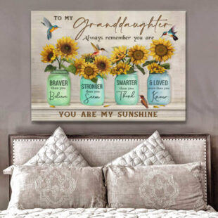 Canvas Wall Art Home Decor Best Gift for your Granddaughter with Sunflowers and Hummingbirds CA224