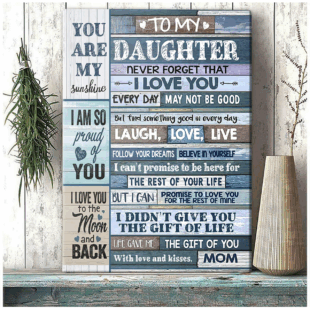 Canvas Wall Art Decor To My Daughter You Are My Sunshine Canvas Gift For Daughter CVS34
