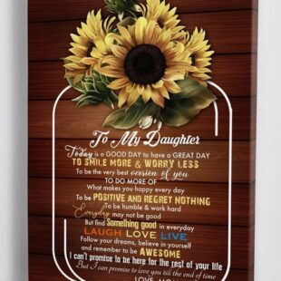 Canvas Wall Art Home Decor Gift For Daughter From Mom - Laugh Love Live Sunflowers CA270