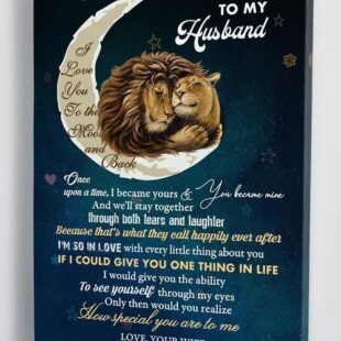 Canvas Wall Art Home Decor To My Husband - From Wife - Lion Couple Framed Canvas Gift CA292