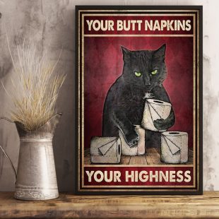 Canvas Wall Art Home Decor Funny Black Cat Your Butt Napkins Your Highness Canvas CA312