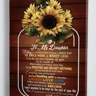 Canvas Wall Art Home Decor Gift For Daughter From Mom – Laugh Love Live Sunflowers CA270